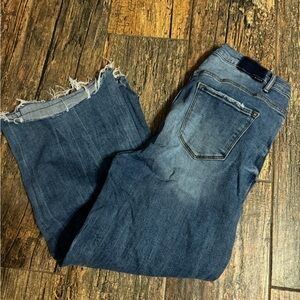 Risen Jeans 1XL Distressed Cropped Wide Leg Jeans Raw Hem